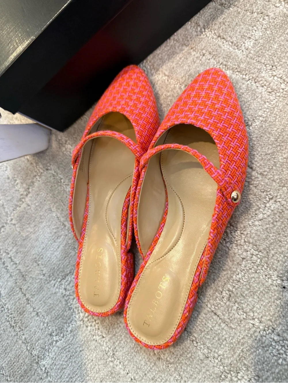 Talbots Orange and Pink Woven Mary Jane Mule